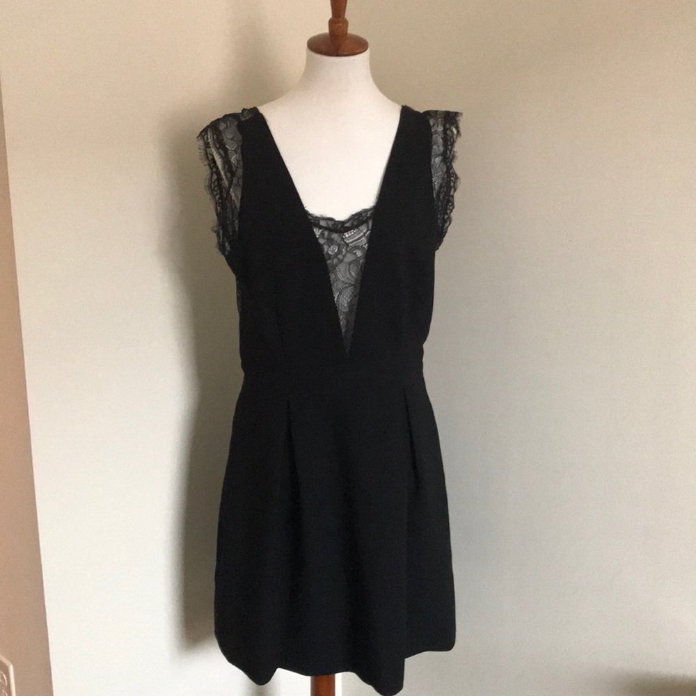 {BCBG} black cocktail dress with lace